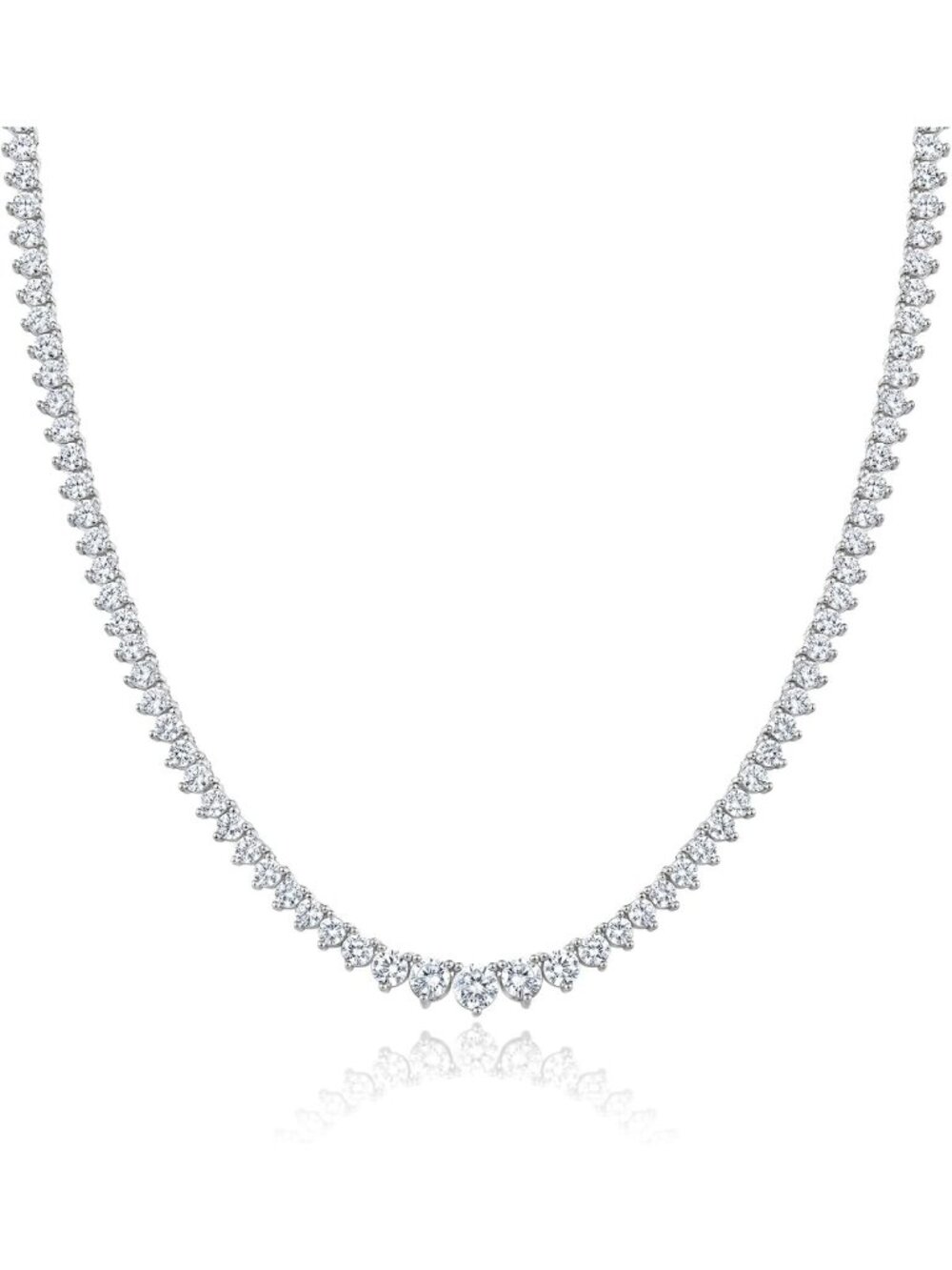 Elegant Tennis Necklace for Women, 18K Gold or White Gold Plated, CZ Dainty